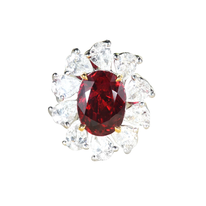 Natural Pigeon Blood Ruby and Diamond Engagement Ring in 18K White Gold for Women 1