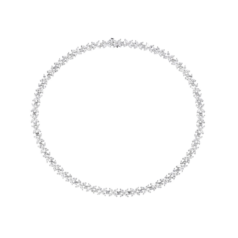 Diamond Necklace in 18K White Gold with Iced Out Clover for Women 1