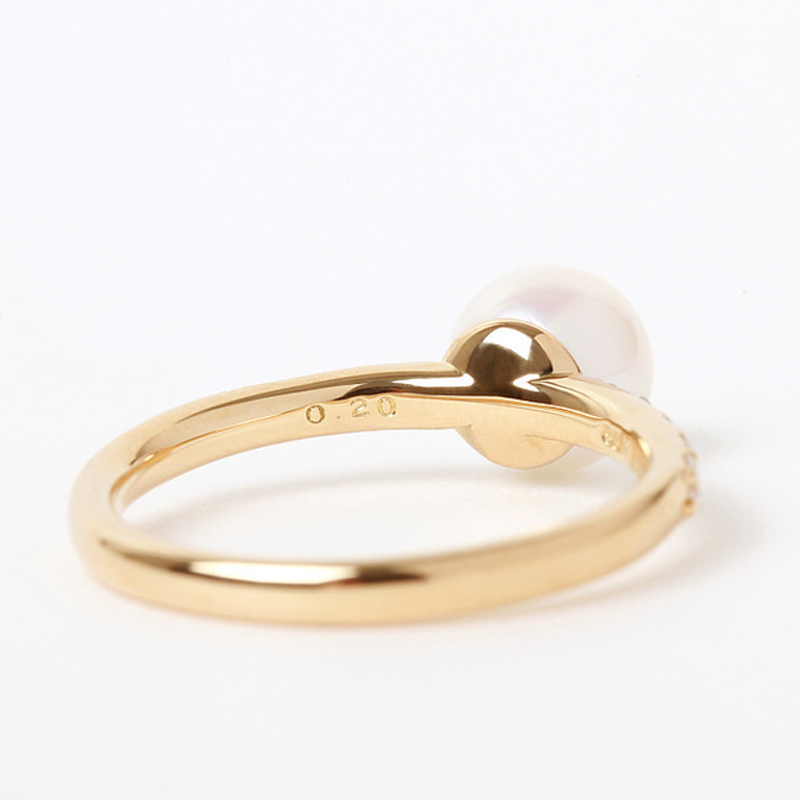 Seawater Akoya Pearl and Diamond Ring in 18K Yellow Gold for Women 3