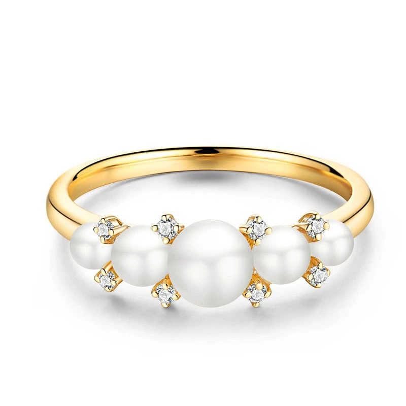 Natural Crown Pearl and Diamond Engagement Ring in 18K Yellow Gold for Women 1