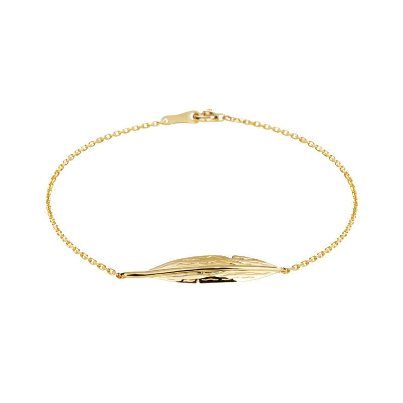 18K Yellow Gold Bracelet with Lucky Leaf for Women 1