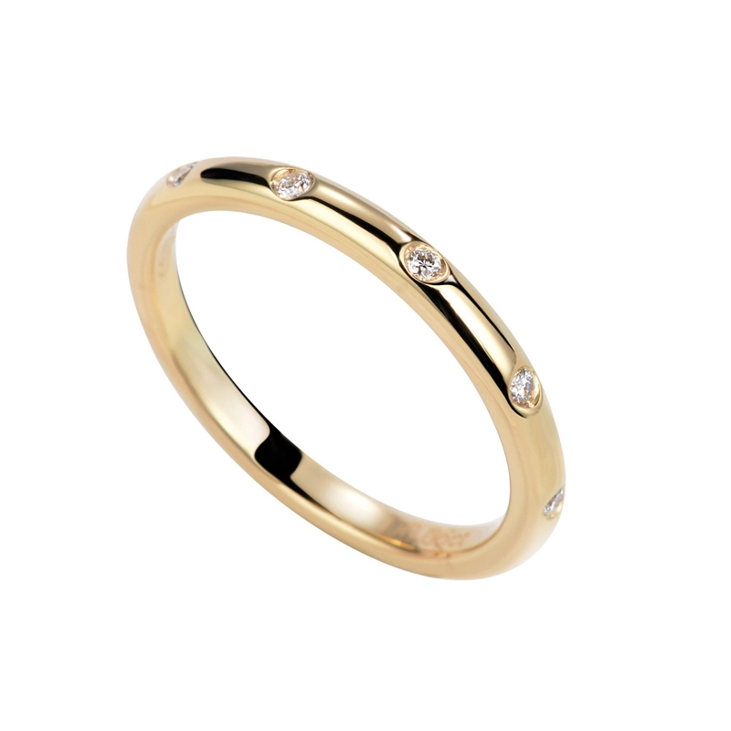 18K Gold Band with Diamonds Rose Gold White Gold Bridal Jewellery 1