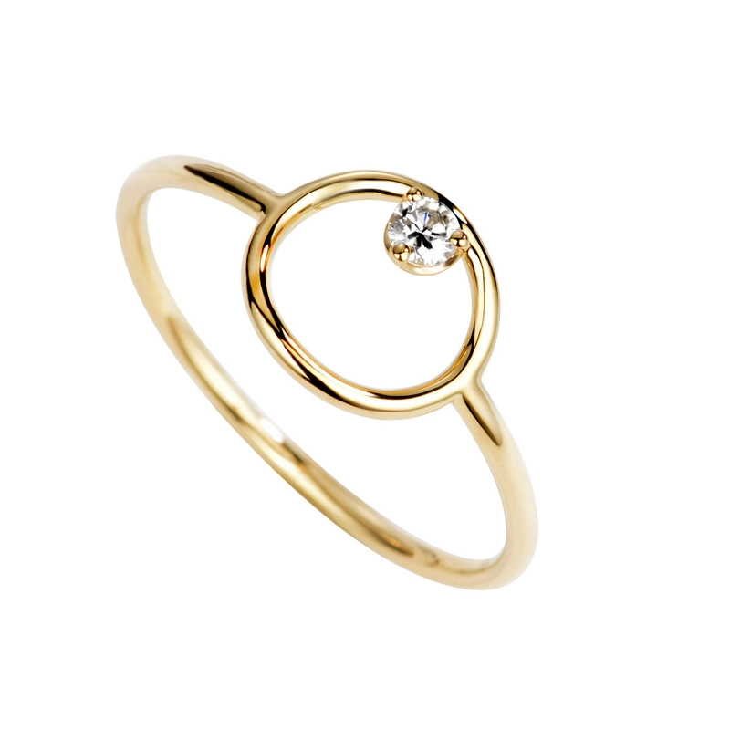 18K Solid Gold Band with Diamonds Wedding Rings for Women 1