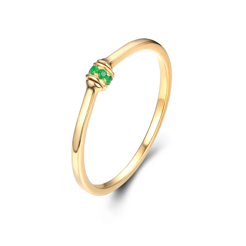 14K Gold Ladies Ring Pave Set with Emeralds 14K Gold Plated for Women 1