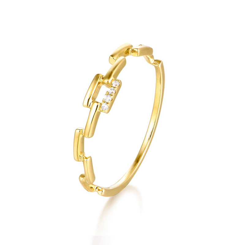 14K Yellow Gold Engagement Rings Geometric Shape Gold Ring Design for Women 1