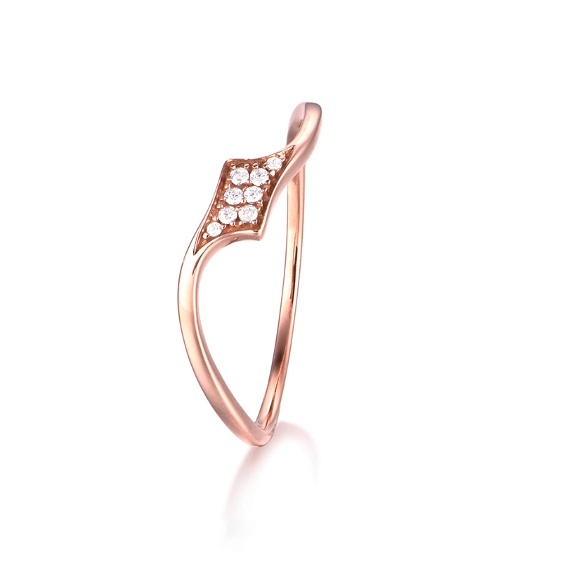 14K Rose Gold Engagement Rings Pave Set with Diamonds Twisted Line for Women 1