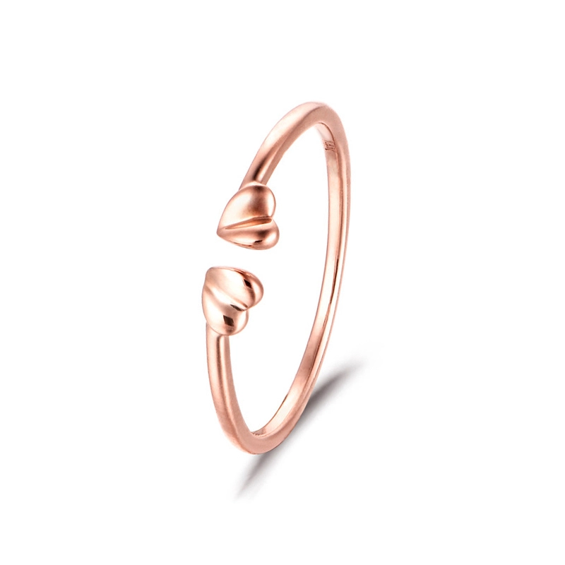 Double Heart Promise rings in 14K Solid Gold Direct from Jewelry Factory 1