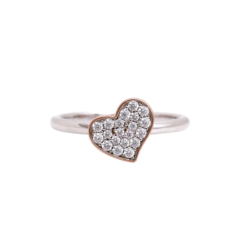 Heart Promise Rings in Sterling Silver Pave Set Cubic Zirconia 1