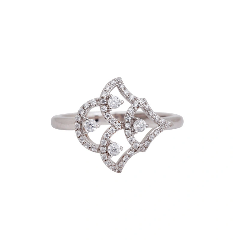 Fan-shaped Zircon Engagement Ring in Sterling Silver for Women 1