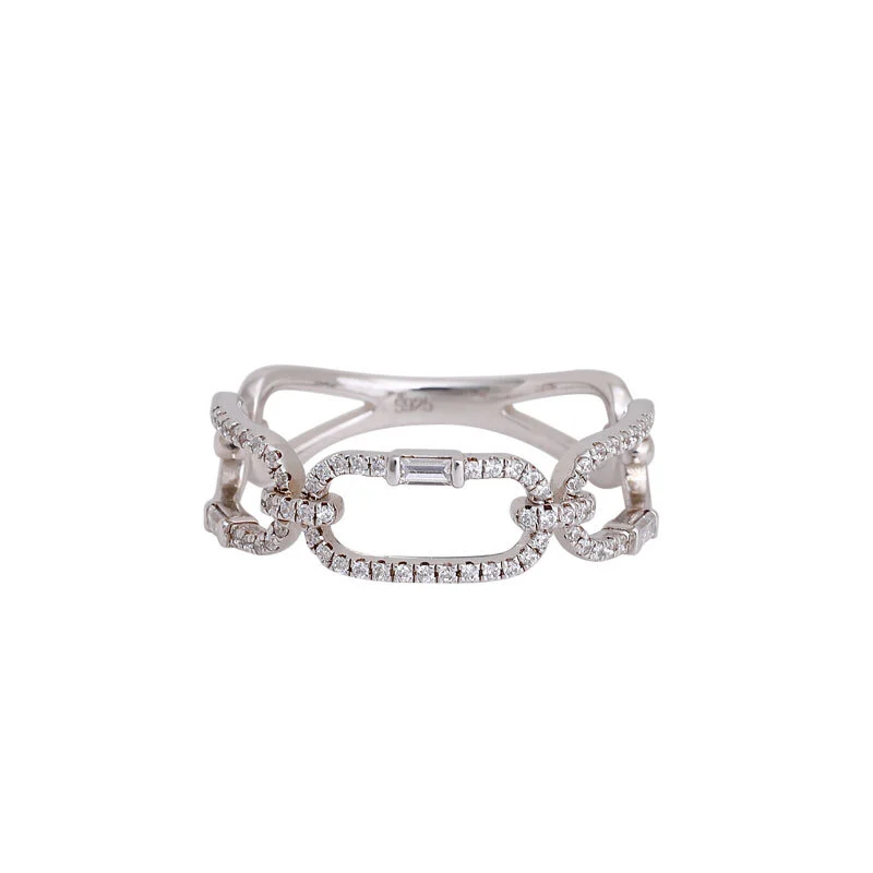 Rectangle Cubic Zirconia Rings in Sterling Silver for Women 1