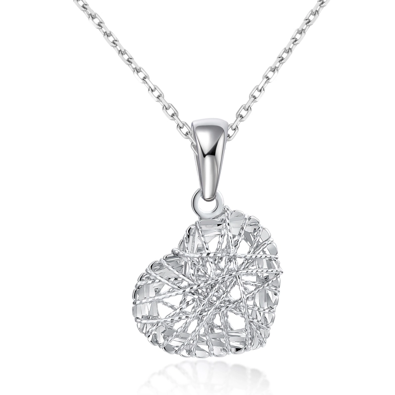 Hollow Heart Pendant 18K White Gold Jewellery Necklace 1