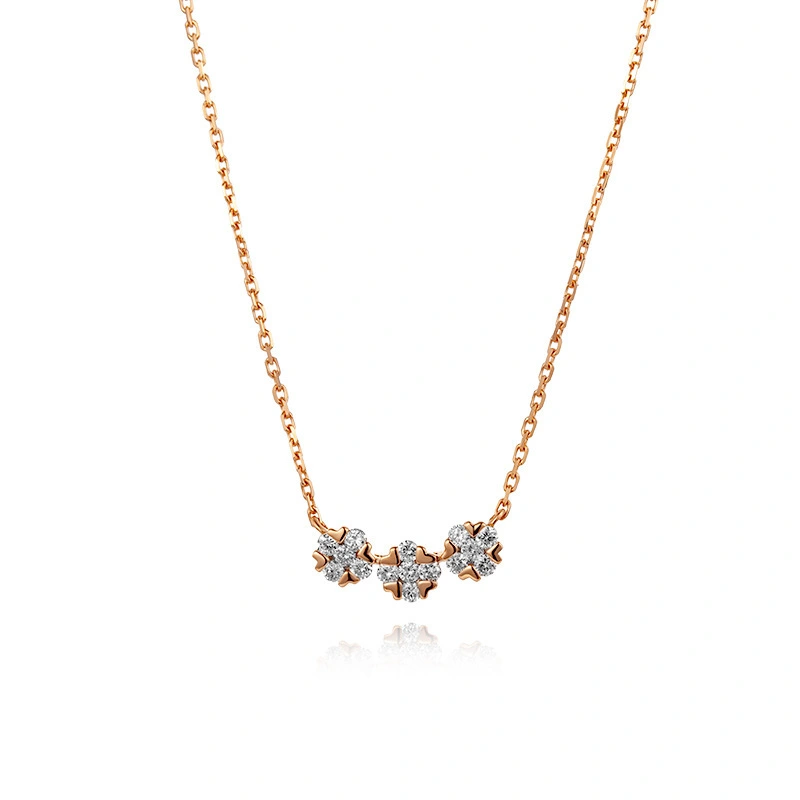 18K Yellow Gold Diamond Necklace with 0.23 Diamond Pendant OEM Service 1