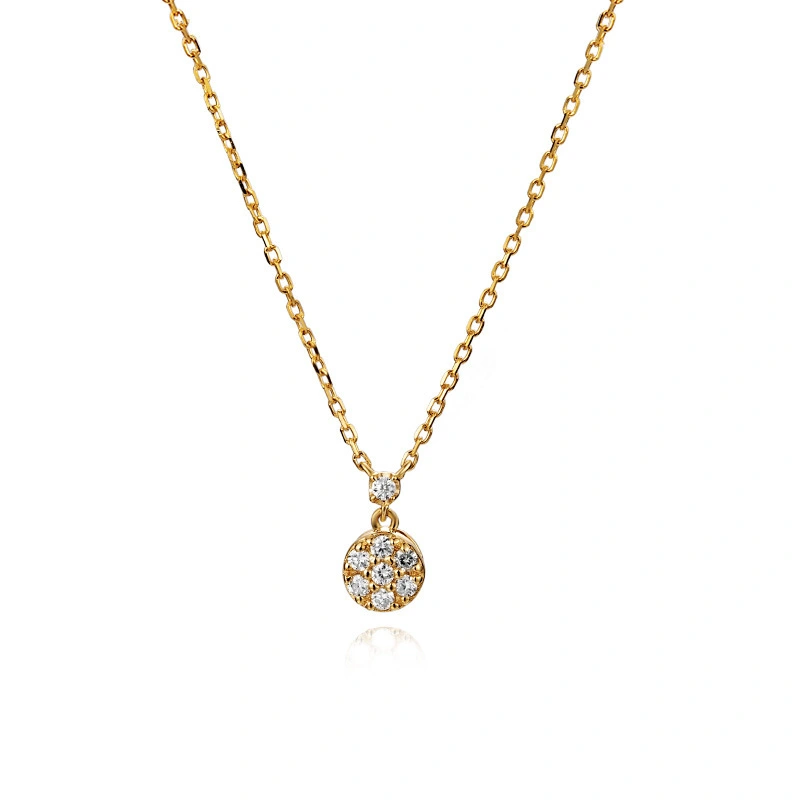 High Quality 18K Yellow Gold Jewellery Necklace with 0.11ct Diamond Pendant OEM Wholesale 1