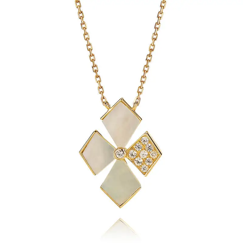 Top Quality 18K Rose Gold Mother of Pearl Pendant Necklace Four-leaf Clover Beautiful Necklace Factory 1