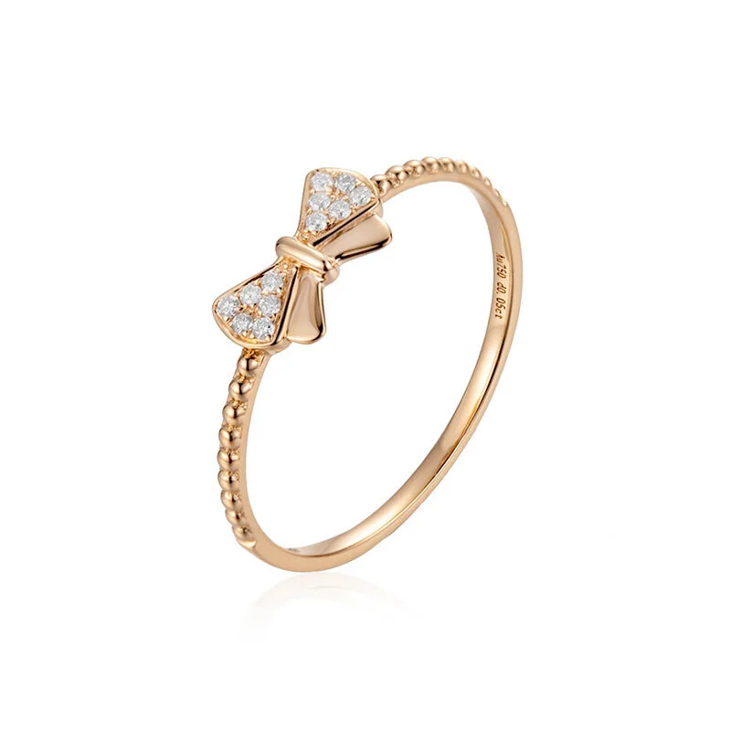 Shoelace Knot 18K Rose Gold Engagement Rings 0.05ct Diamond 1
