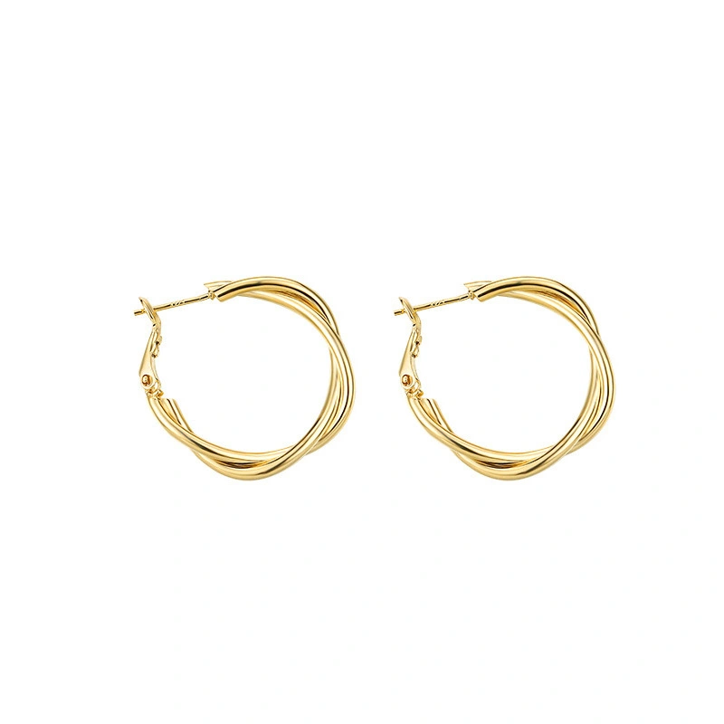 Hemp Rope Sterling Silver Huggie Earring 18K Gold Plated 1