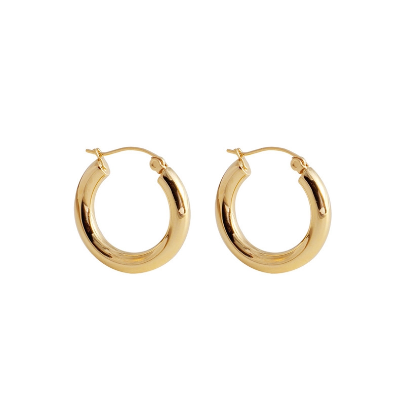 Bold Sterling Silver Huggie Earrings 18K Yellow Gold Plated 1