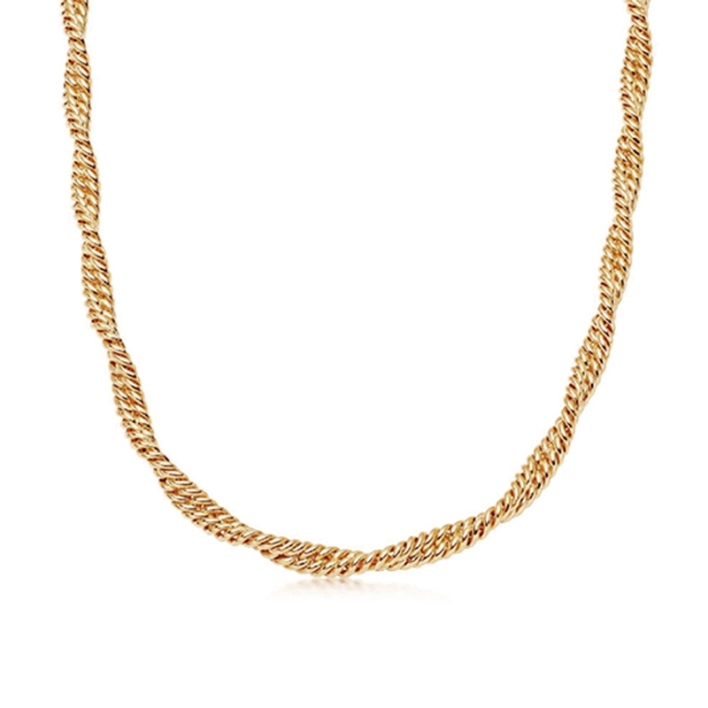 Solid Spiral Sterling Silver Rope Chain 18K Gold Plated 1