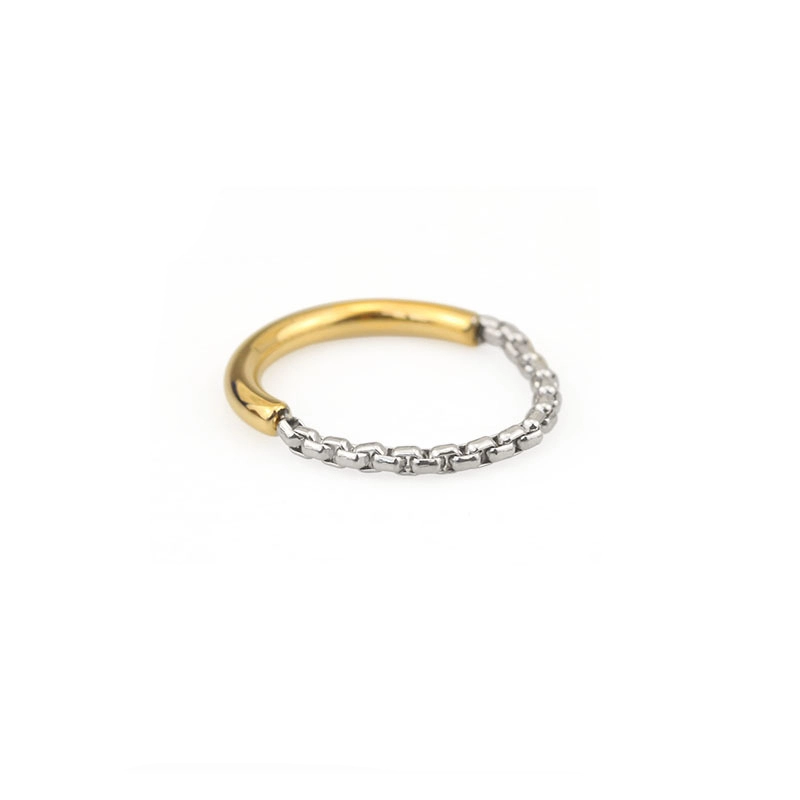 Hip Hop Chain Ring in Sterling Silver 14K Gold Plated 1