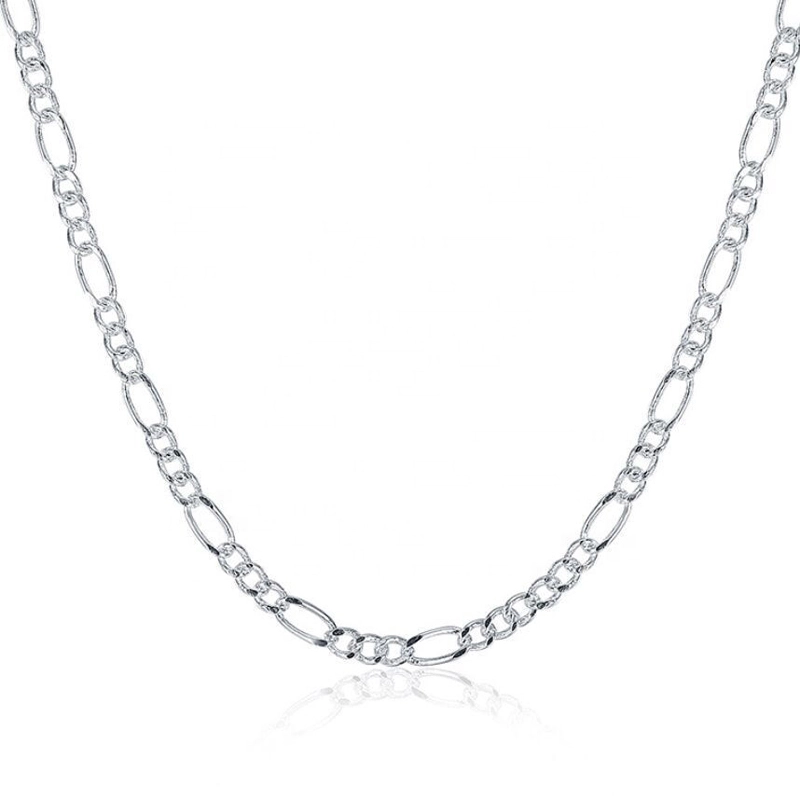 Classic Sterling Silver Figaro Chain 2mm Silver Yellow Color 1