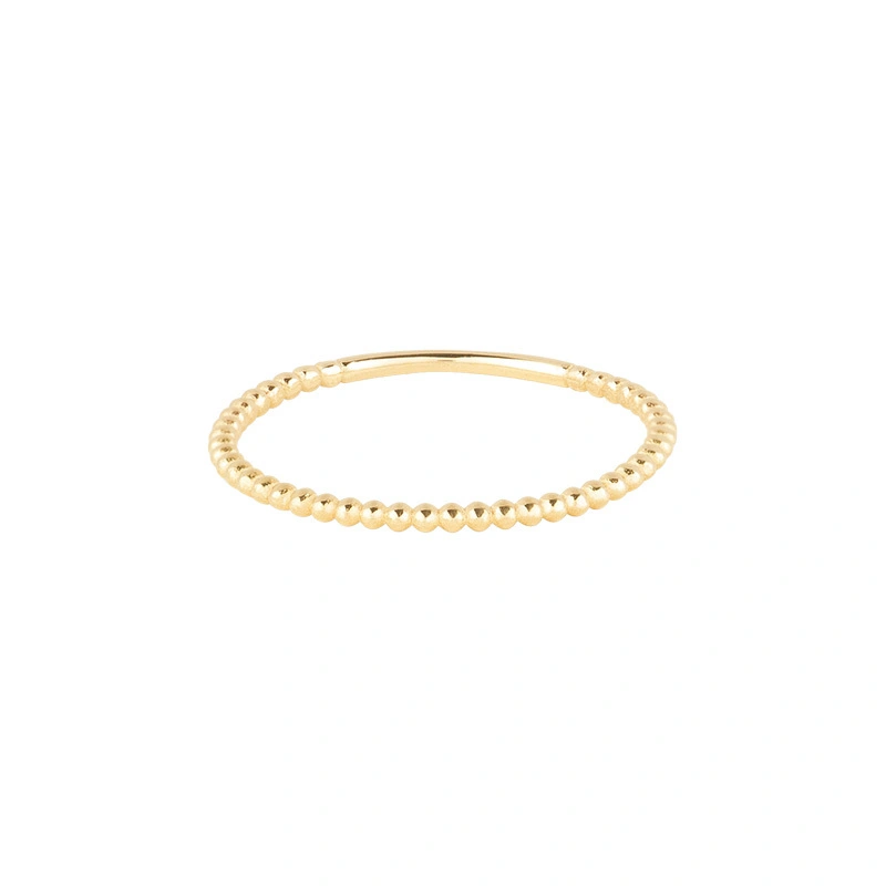 14K Solid Gold Beaded Ring for Women 1