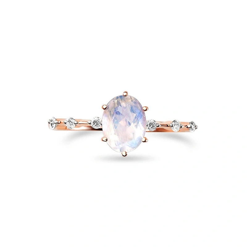 Sterling Silver Moonstone Ring Claw Setting for Women 1