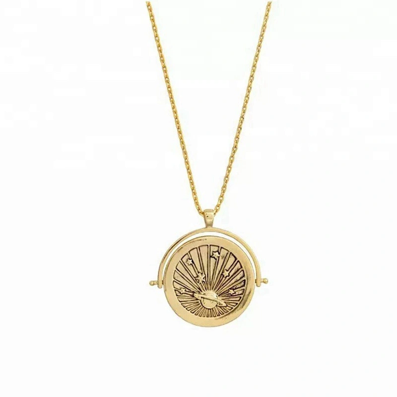 Sterling Silver Coin Pendant Necklace Gold Plated Galaxy Pendant 1
