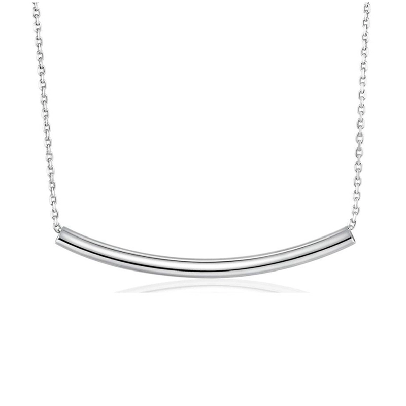 Long Bar Simple Necklace 925 Sterling Silver 16 Inch Choker 1