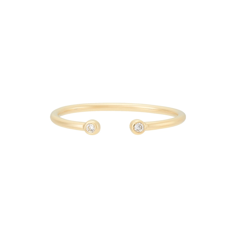 18K Solid Gold Ring Band with Diamonds Anniversary Open Ring for Women 1