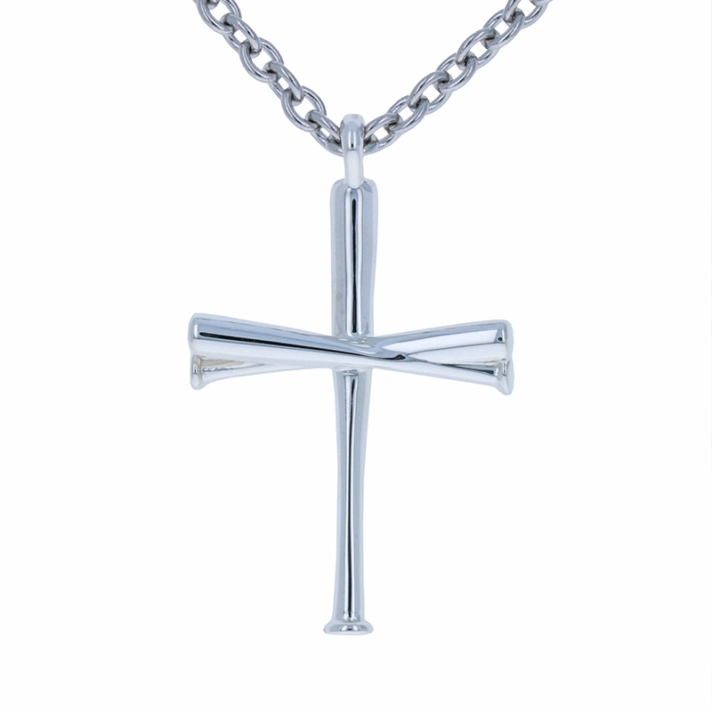 Popular Sterling Silver Baseball Bat Cross Necklace Gold Plated 1