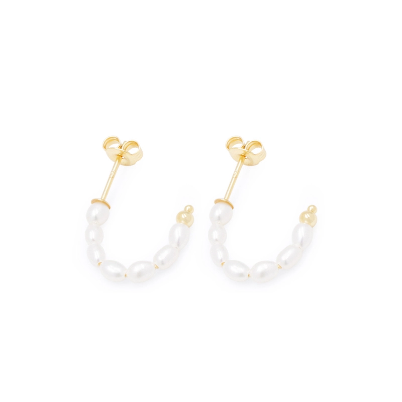 Sterling Silver And Pearl Earrings Gold Plated for Women 1