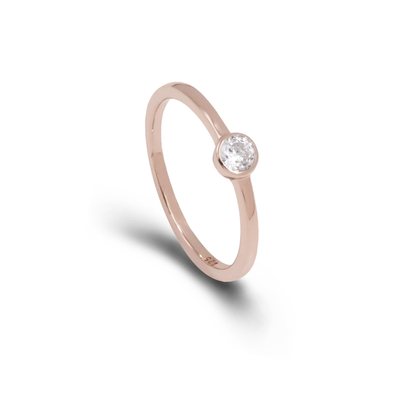 4A Cubic Zircon Bezel Setting Sterling Silver Gold Plated Rings 2