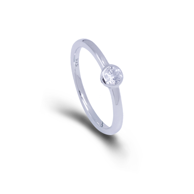 4A Cubic Zircon Bezel Setting Sterling Silver Gold Plated Rings 3