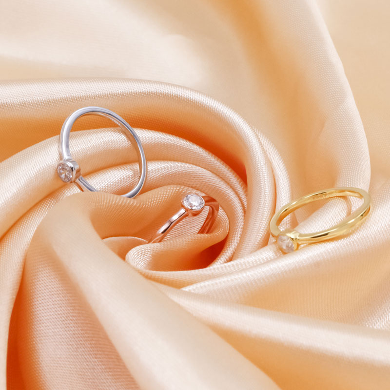 4A Cubic Zircon Bezel Setting Sterling Silver Gold Plated Rings 6