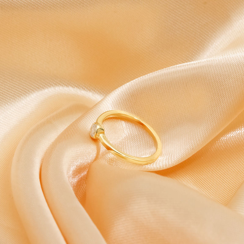 4A Cubic Zircon Bezel Setting Sterling Silver Gold Plated Rings 5