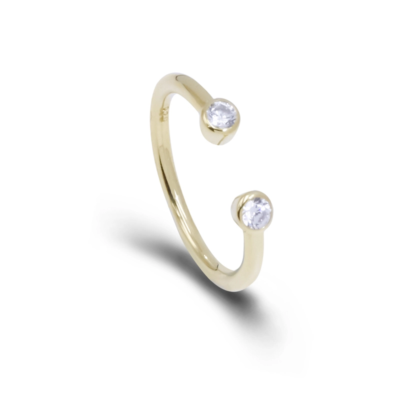 4A Cubic Zircon Bezel Setting Open Ring Silver Gold Plated Jewellery 1