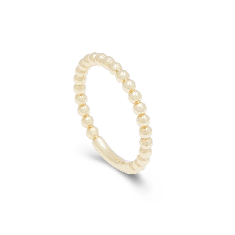Solid Sterling Silver Beaded Ring Band 18K Gold Plated for Women 1