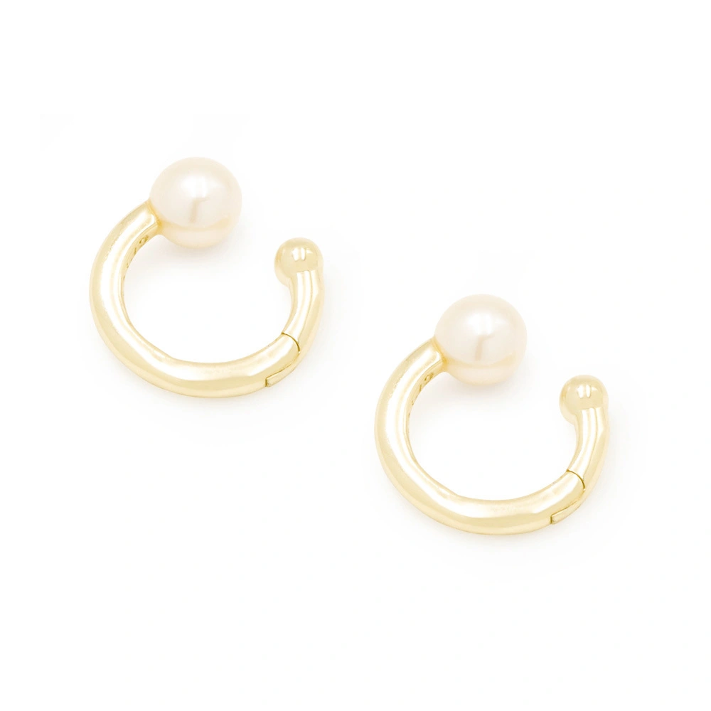 Pearl Ear Cuff Sterling Silver Gold Plated 1