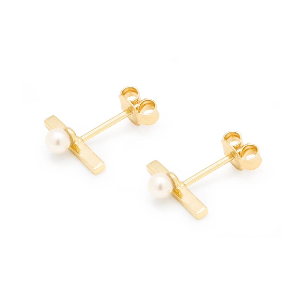 Tiny Pearl Studs 18K Yellow Gold Plated for Women 1