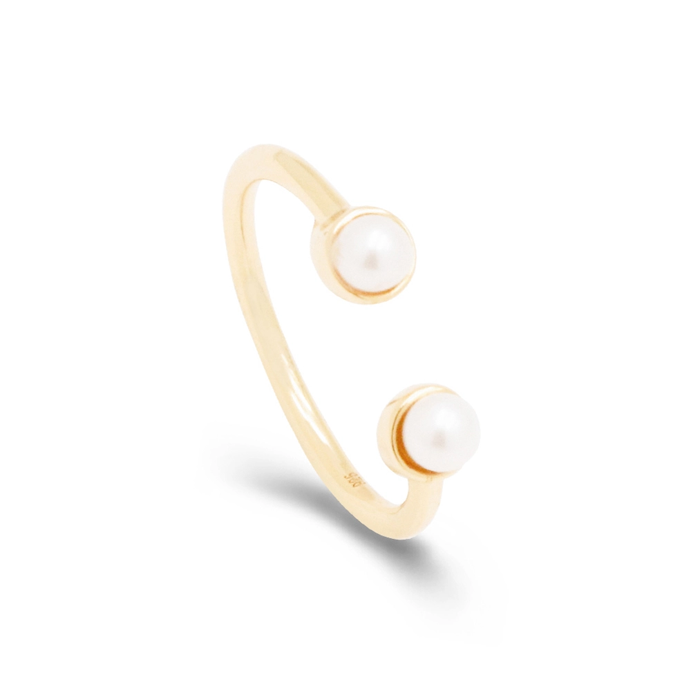 Sterling Silver Open Natural Pearl Promise Ring 1