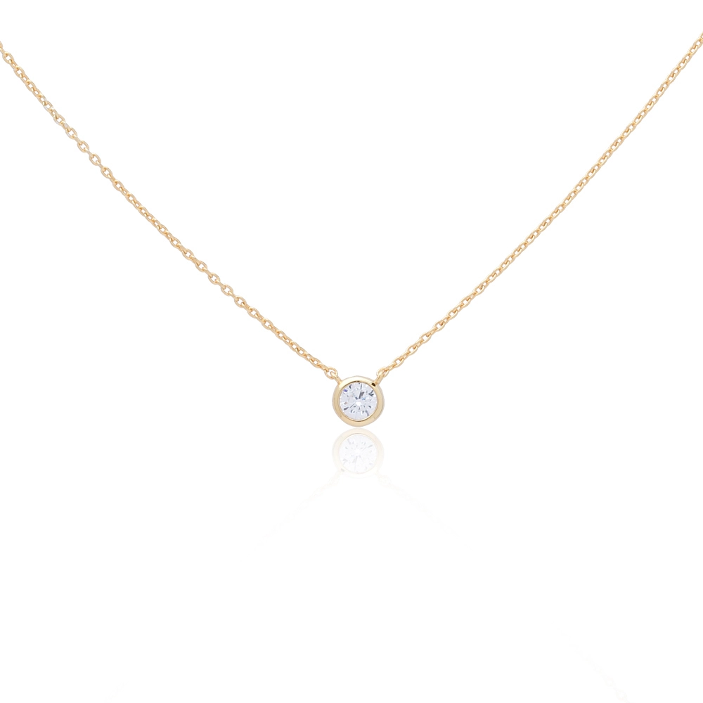 White Bezel Set 4A Cubic Zircon Stone Necklace 1