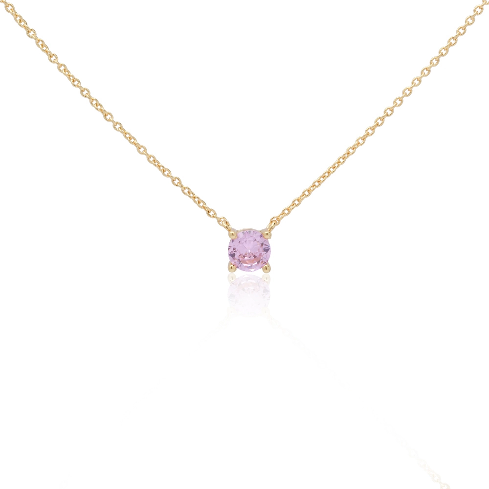 Purple Prong Set 4A Cubic Zircon Stone Necklace 1