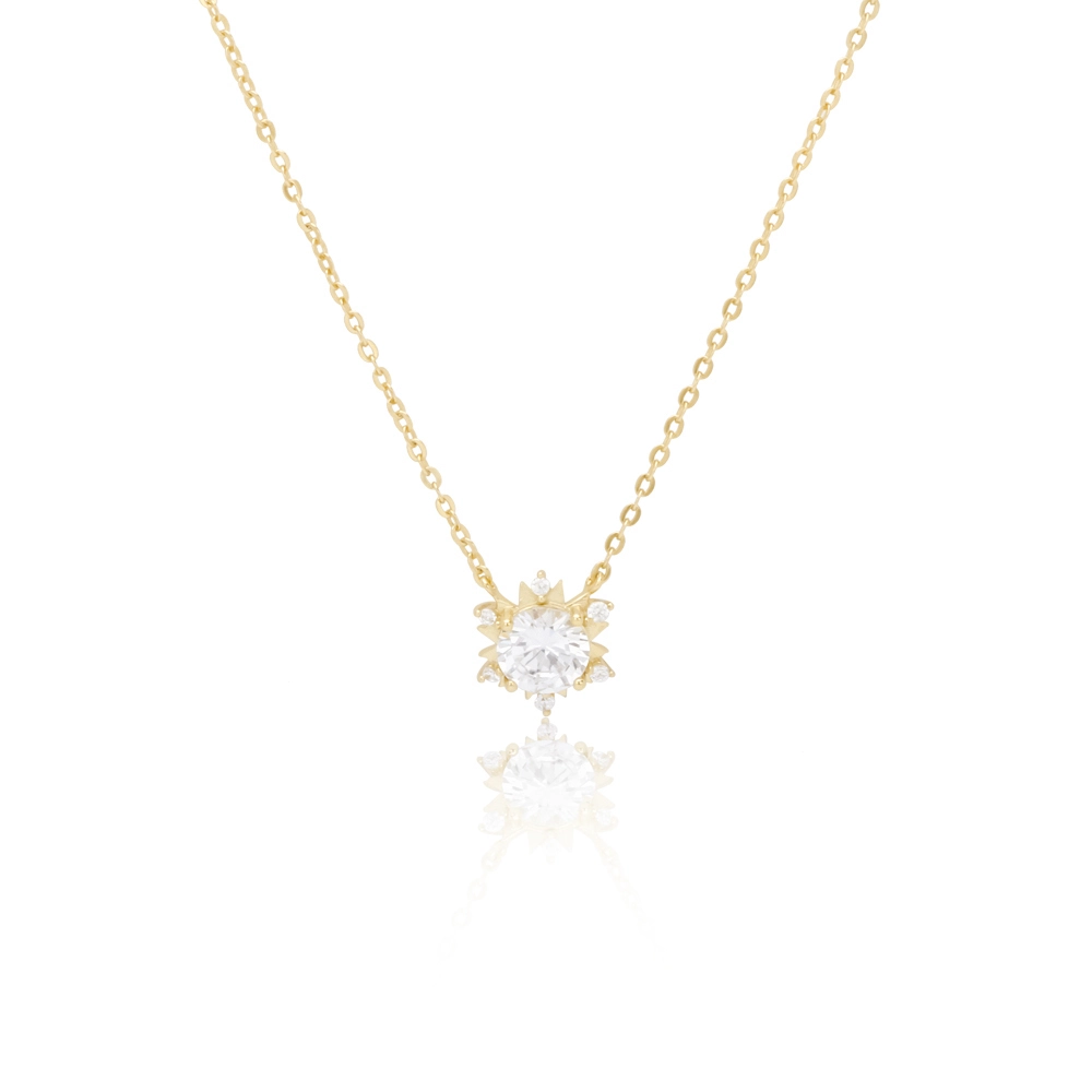 4A Cubic Zircon Stone Necklace Snowflake Pendant 1