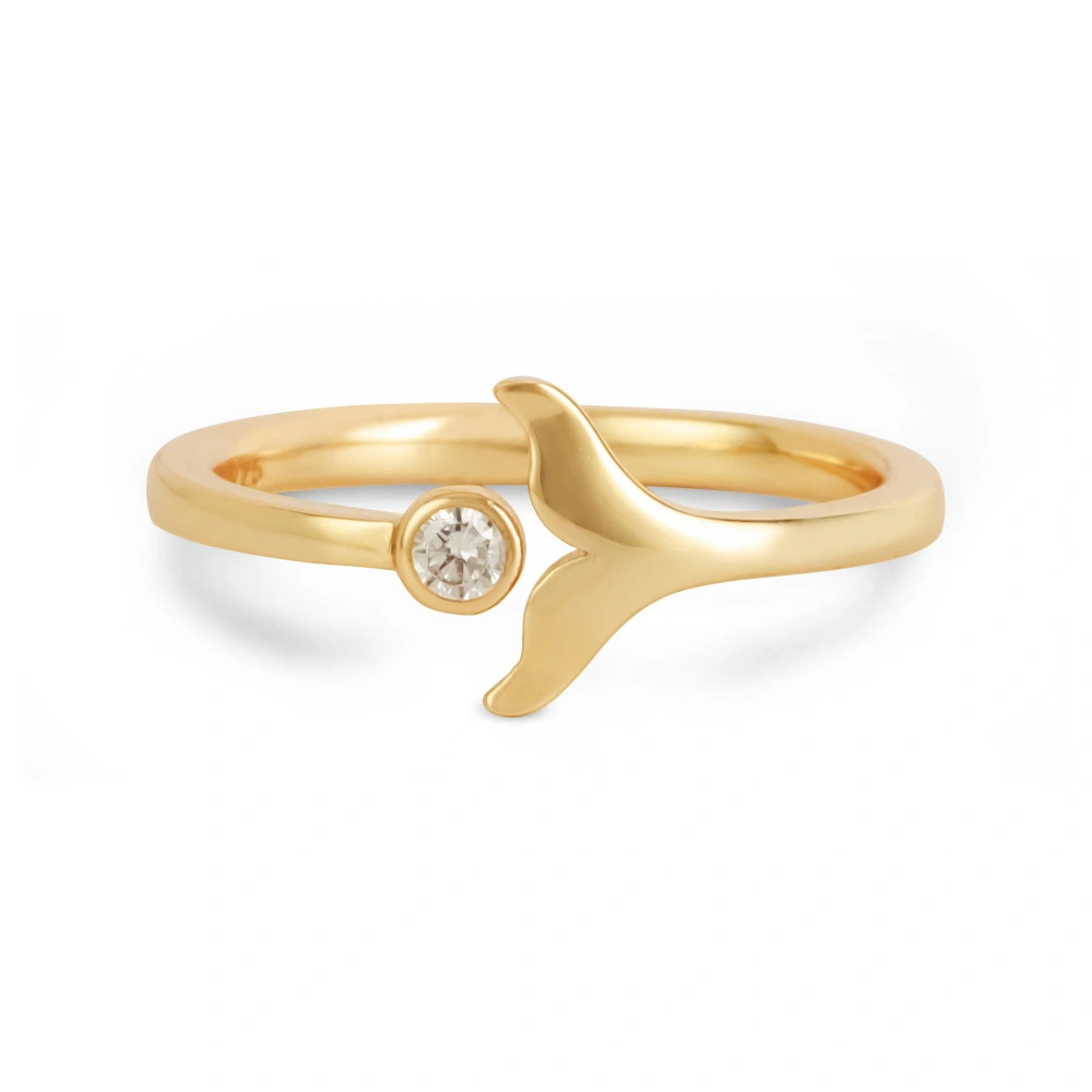 Cubic Zircon Mermaid Tail Ring in Sterling Silver Gold Plated 1