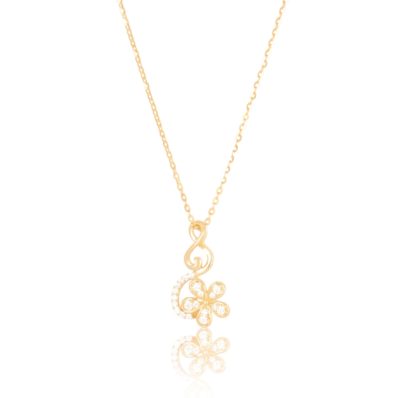 Flower Zircon Stone Necklace Silver Gold Color in 925 Silver 1