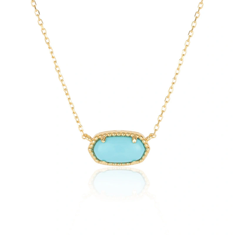 Turquoise Sterling Silver Pendant Necklace for Her Gold Plated 1