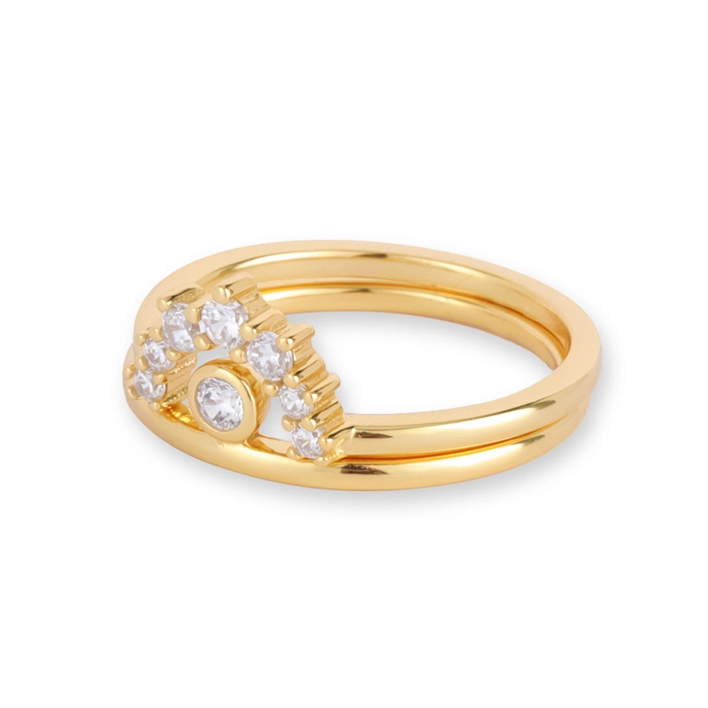 Crown Zircon Silver Stacking Rings 1