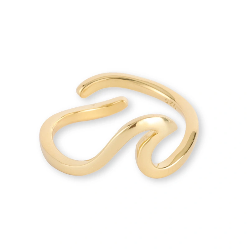 Open Ocean Wave Ring Gold Plated 1