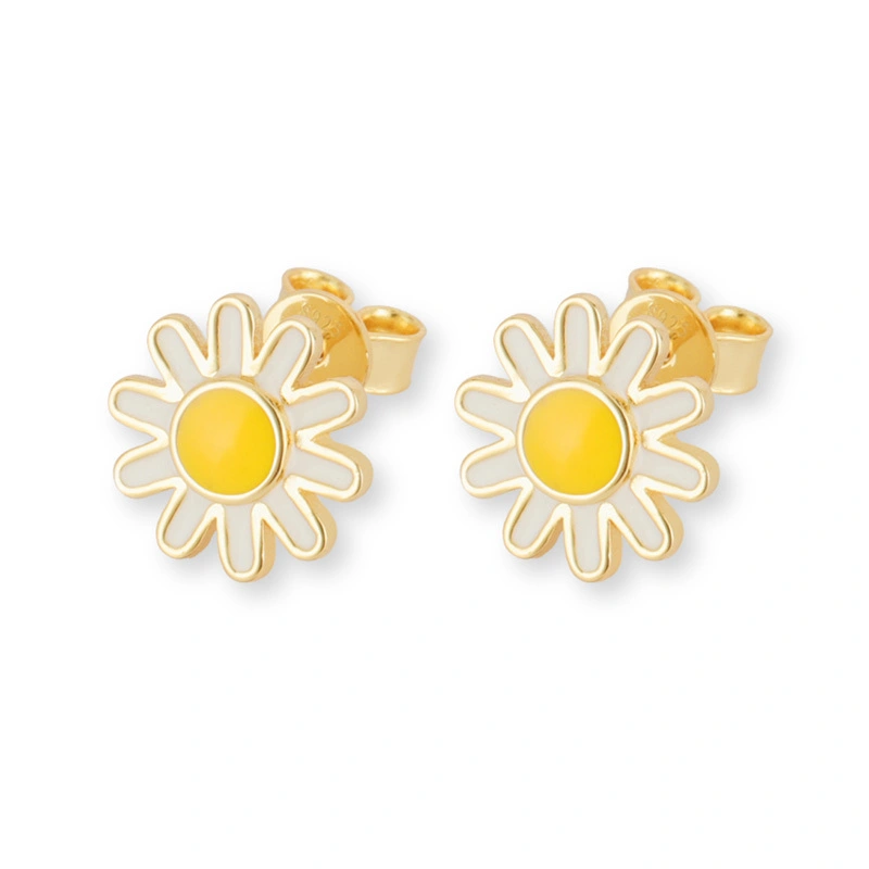Yellow Daisy Earrings Silver 1