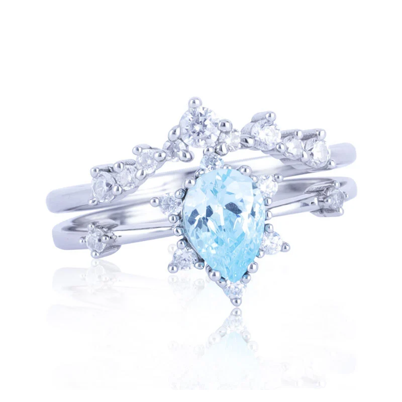 Blue Zircon Stackable Ring Silver 1
